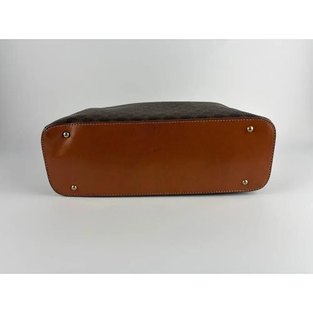 Celine Vintage Macadam Dome Satchel in Brown & Tan